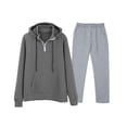 thumbnail image 1 of Casual Tracksuits For Men Pullover Hooded Oversize Solid Color Drawstring Trouser Long Sleeve Hooded Set Basic Daily Essentials Running Jogging Workout Plus Size Available, 1 of 2