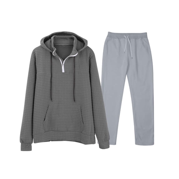 Casual Tracksuits For Men Pullover Hooded Oversize Solid Color Drawstring Trouser Long Sleeve Hooded Set Basic Daily Essentials Running Jogging Workout Plus Size Available