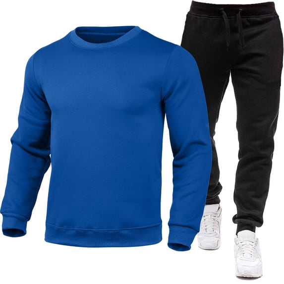 Casual Tracksuits For Men Sport Suit Fashionable Men's Solid Color Long Sleeve Round-Neck Blouses Shirts Sets Running Hiking Outdoor Activities Gym Workout