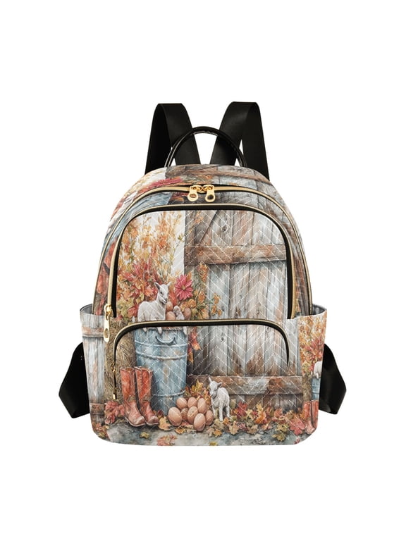 Casual Tractor Puppies Eggs Flowers Boots Backpack for School,College and Travel, Water Resistant Bookbag,