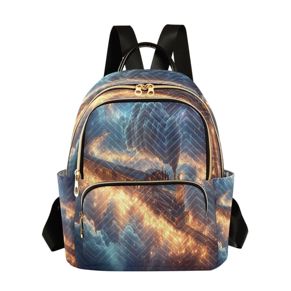 Casual Train Traveling Through Starry Sky Backpack for School,College and Travel, Water Resistant Bookbag,