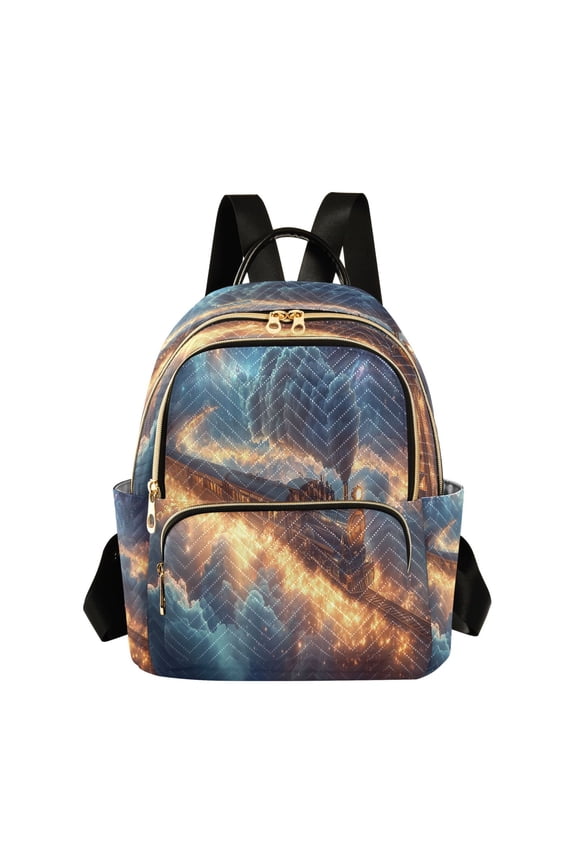 Casual Train Traveling Through Starry Sky Backpack for School,College and Travel, Water Resistant Bookbag,