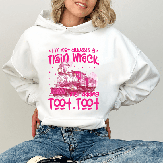 Casual Train Wreck Graphic Tee T-Shirt Top Hooded long-sleeved Commuting and Breathable White,S-2XL