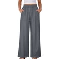 thumbnail image 1 of Casual Trousers for WomenElastic Waisted Wide Leg Jeans Smocked Waist Palazzo Pants Ladies Faux Denim Trousers Plain Baggy Straight Trousers Culottes with Pockets, 1 of 8