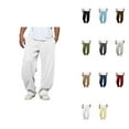 thumbnail image 1 of Casual Trousers with Pleated Detail, Elastic Drawstring Waist, Side & Deep Pockets, Relaxed Fit, Big and Tall, Soft Cotton, Wide-Leg, Comfortable, 1 of 7