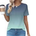 thumbnail image 1 of Casual Tshirts Women Trendy Summer Gradient Color Block Short Sleeve Tee Shirts Pleated Crewneck Cute Tunic Tops (3XL, Green), 1 of 5