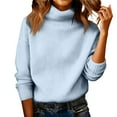 thumbnail image 1 of Casual Turtleneck Sweaters Long Sleeve Knit Pullover Tops for Women Fall Winter Comfort Lightweight Wear 2026 Light Blue M, 1 of 6