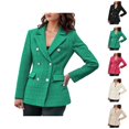 thumbnail image 1 of Casual Tweed Blazers for Women 2025 Long Sleeve Notch Lapel Collar Double Business Casual Work Office Jacket, 1 of 8