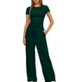 thumbnail image 1 of uublik Casual Two Piece Outfits for Women Short Sleeve Blouse Drawstrings Long Pants Going Out Sets Green, XL, 1 of 6