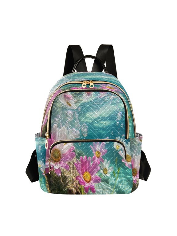 Casual Underwater Flowers with Bubbles Backpack for School,College and Travel, Water Resistant Bookbag,