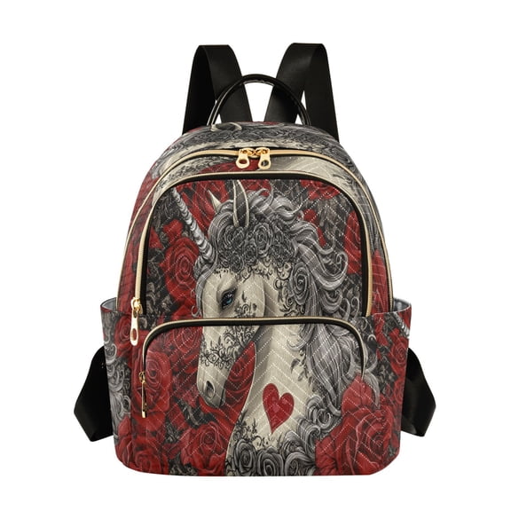 Casual Unicorn Roses Backpack for School,College and Travel, Water Resistant Bookbag,