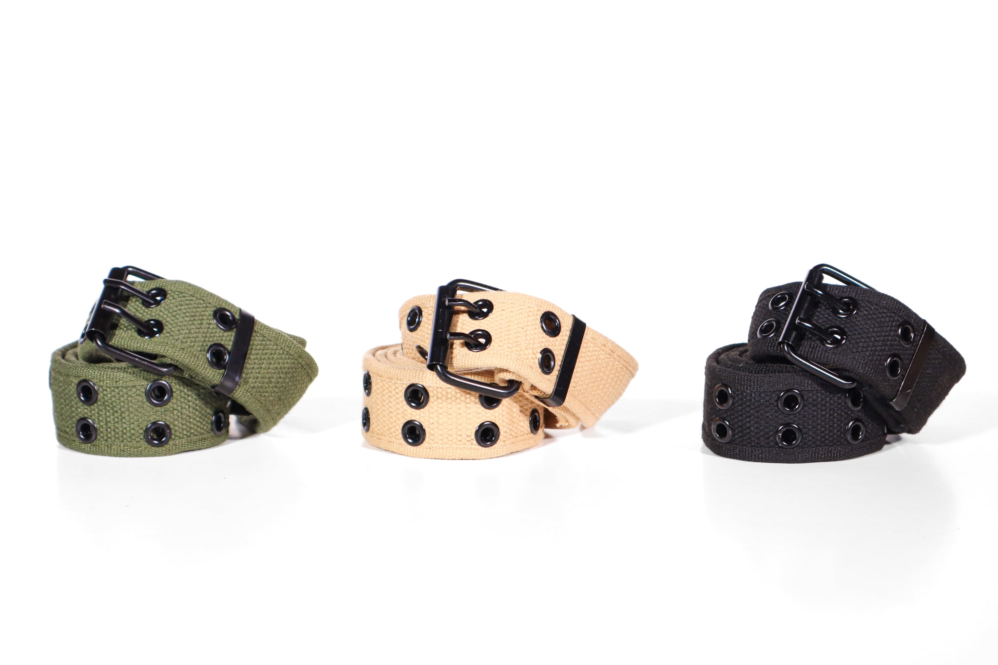 Casual Unisex Cotton Canvas Belt Double Hole Grommet  Belt for Men