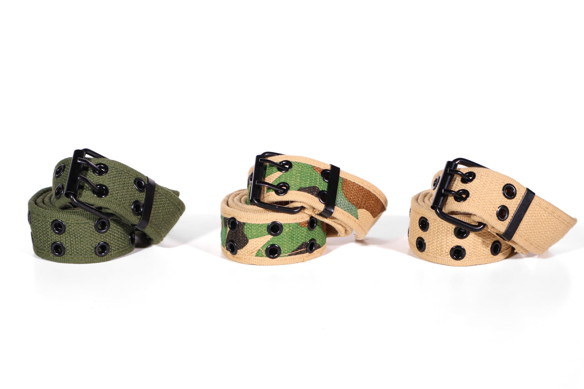 Casual Unisex Cotton Canvas Belt Double Hole Grommet  Belt for Men