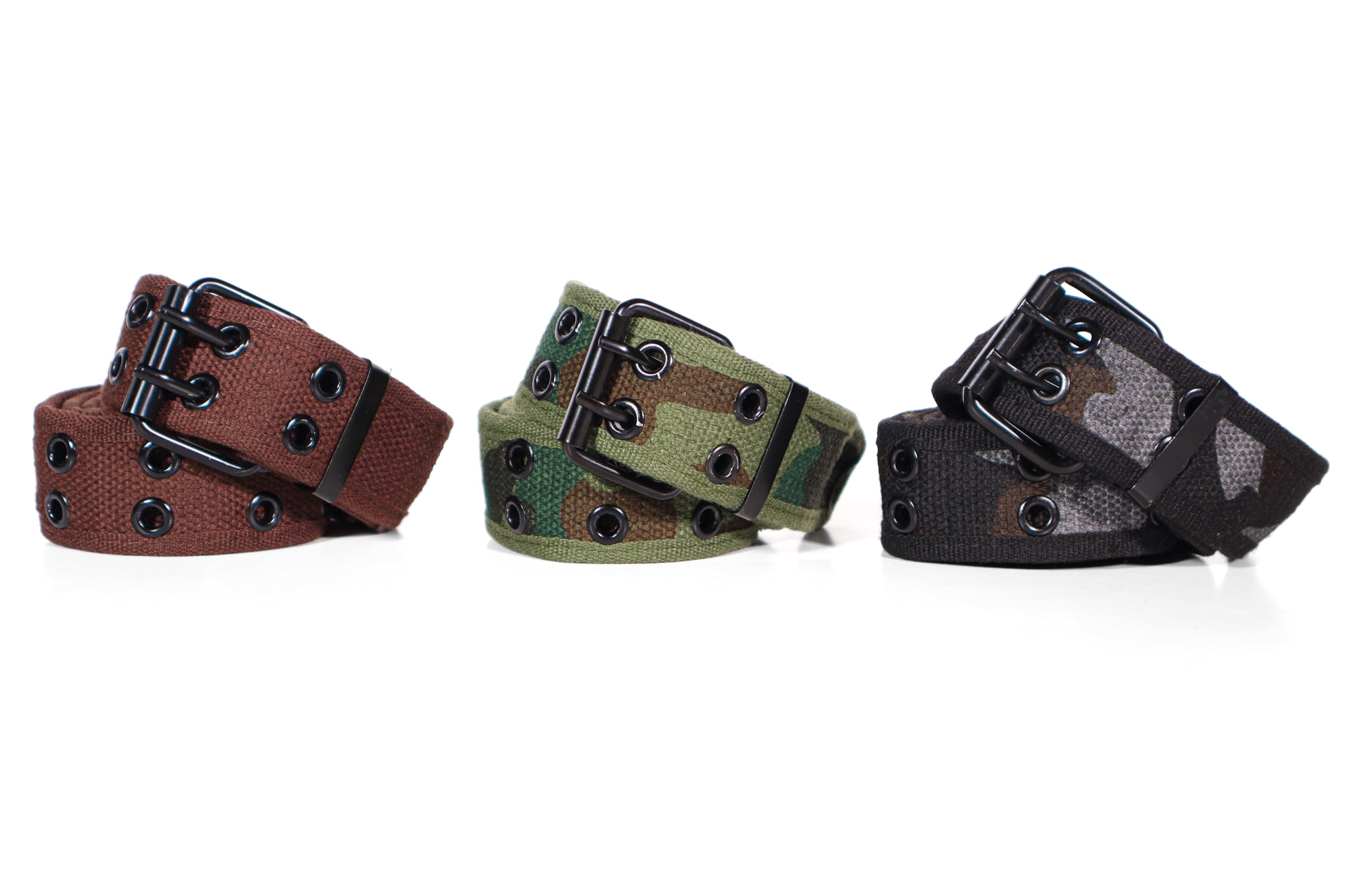 Casual Unisex Cotton Canvas Belt Double Hole Grommet  Belt for Men