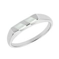 thumbnail image 1 of Casual Unisex Modern Slanted Bar White Mother of Pearl Inlaid Sterling Silver Ring Men and Women-7, 1 of 5