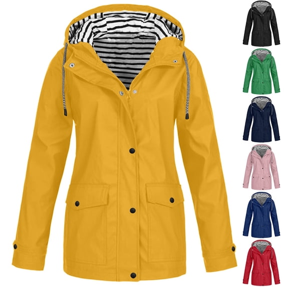 Casual Utility Raincoat with Large Flap Pockets and Striped Lining Highlighting Solid Color Design and Loose Fit Cut Black L