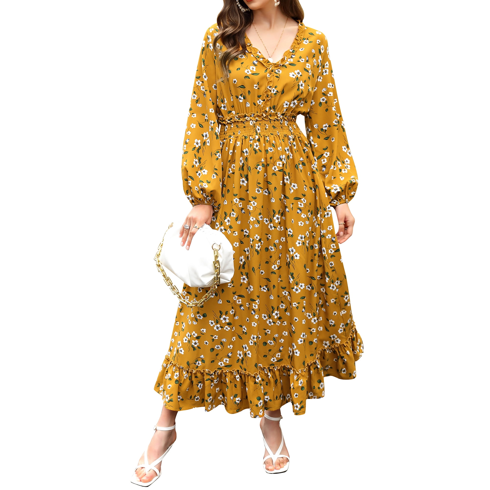 Women's Wedding Guest Floral V Neck Maxi Dress main image 0