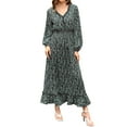 thumbnail image 1 of Casual V Neck Boho Floral Print Wedding Guest Maxi Dresses for Women Bohemian Flowy Maxi Dress, 1 of 5
