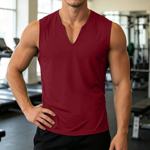 Casual V Neck Breathable Tank Top for Men Everyday Performance Tee for Comfortable Fitness Training and Daily Activities, S,