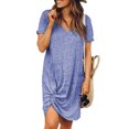 thumbnail image 1 of Casual VNeck Short Sleeve Color Block TShirt Dress for Women Fashion Summer Loose Dress Blue XXL, 1 of 2