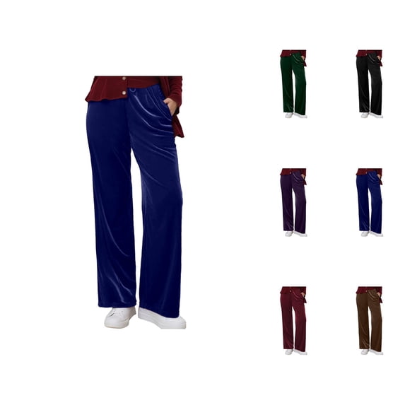 Casual Velvet Trousers Straight Leg Fall Winter Comfortable Soft Pants Elastic Waist For Daily Wear Fashion Outfit