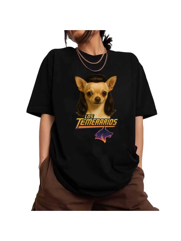 Casual Vintage Chihuahua Graphic Tee Dog Design Gradient Wolf Head Retro T-Shirt Black S-5XL