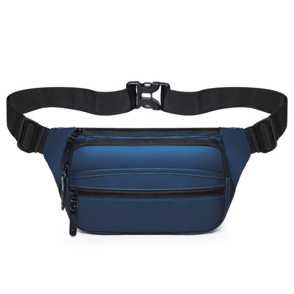 Casual Waist Bag for Men Women, Water-Resistant PU Leather Fanny Pack with Multi Pockets, Lightweight Crossbody Hip Bag for Travel Hiking Sports 10.63 x 5.5 x 1.9in