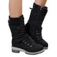 thumbnail image 1 of Casual Walking Boots, Women's Round Toe Side Zip Mid Calf Boots Casual Mid Height Boots with Fit and Supportive Sole for Jeans Leggings Commuting Shopping and Fall Winter Dress Boots, US-6/EU-36, 1 of 7
