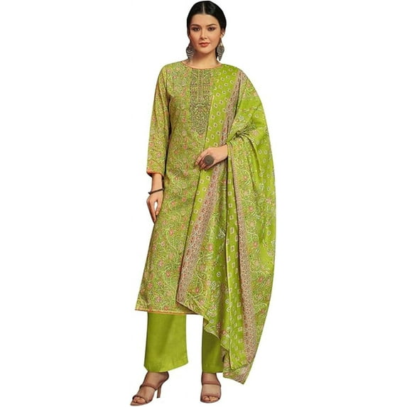 Casual Wear Indian Designer Salwar Kameez Suits Pakistani Plazzo Pant Dress ( Pista Green, L - 42 )