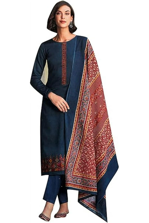 Casual Wear Indian Pakistani Designer Stitched Salwar Kameez Palazzo Pant Suits ( Blue, XXL - 46 )