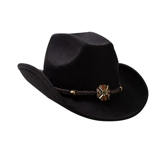 Casual Western Cowboy Hat Big Brim Photo Props Cosplay Fancy Dress Costume Sun Hats for Women Men ,Teens ,Outdoor ,Hiking, Camping Black