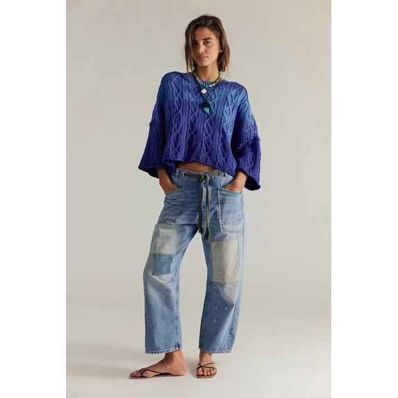 Casual Wide-Leg Paint-Splatter Pants