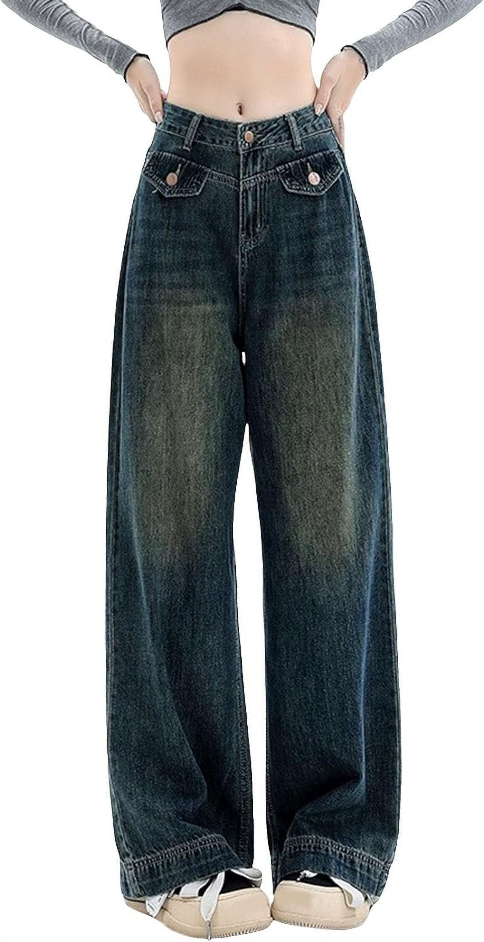 Casual Wide Leg Pants Women High Waisted Baggy Jeans Y2K Casual Wide Leg Pants Women High Waisted Baggy Jeans Y2K