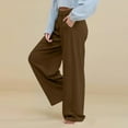 thumbnail image 1 of Casual Wide Leg Pants for Women Lightweight Womens Trousers with Side Pockets Basic Color Daily Basic Essentials Autumn Spring Vacation Fashion Trendy Trousers, 1 of 8