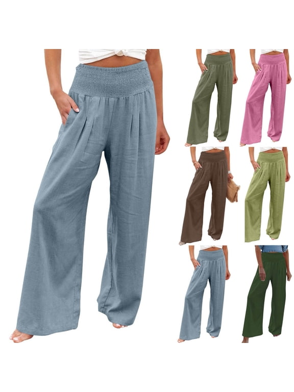 Casual Wide Leg Pants for Women Plus Size Women's Loose Wide Leg Pants High Waist Straight Pants Casual Pants Pink XXL