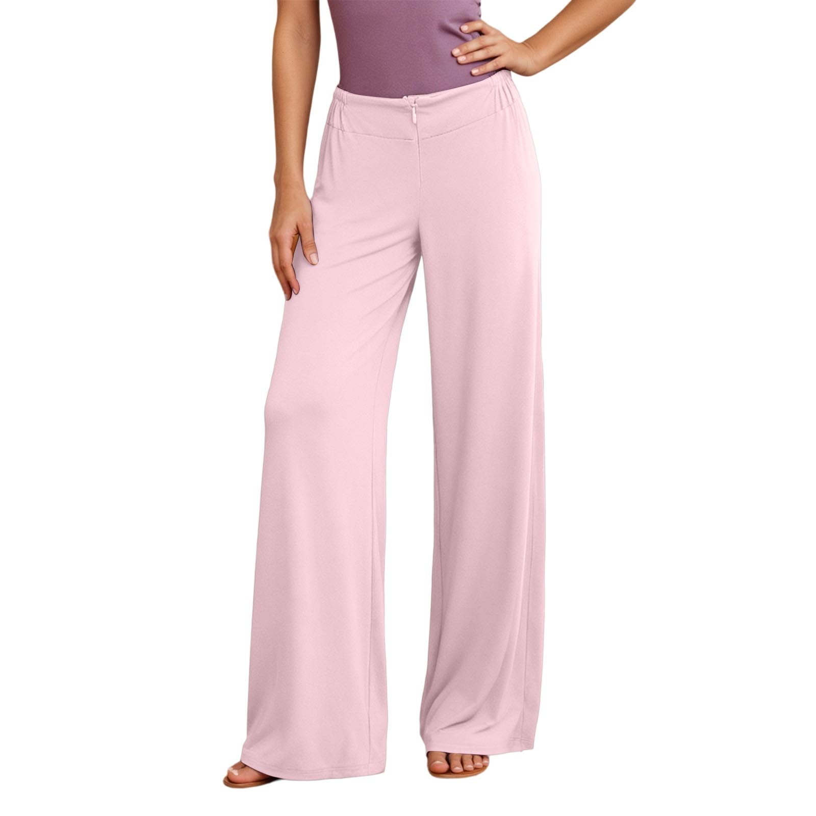 Casual Wide Leg Pants for Womens Pink Pants High Waisted Palazzo Pants ...