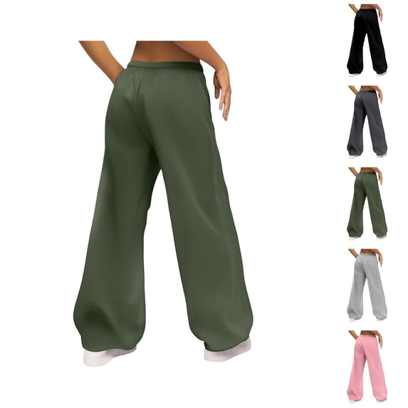 Casual Wide Leg Sweatpants Low Rise Pants With Drawstring Elastic Waistband And Side Pockets For Comfortable Everyday Wear