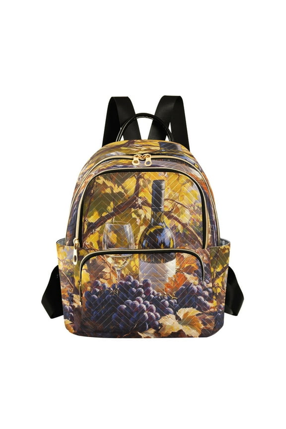 Casual Wine and Grape Painting Backpack for School,College and Travel, Water Resistant Bookbag,