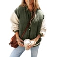 thumbnail image 1 of Casual Winter Bomber Jacket - Mist Green Corduroy with Faux Shearling Sleeves | [ZhiHiMeRi] | (US 8-10)M, 1 of 12
