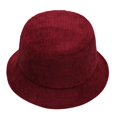 thumbnail image 1 of Casual Winter Soft Plush Corduroy Sun Cap Panama Hat Fisherman Cap Bucket Hat WINE RED, 1 of 8