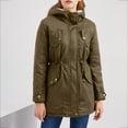 thumbnail image 1 of Casual Winter Warm Coats for Women, Ladies Solid Hooded Drawstring Waist Zipper Padded Coat Blouse Jackets Green XL, 1 of 7