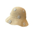 thumbnail image 1 of Casual Women Hollow Summer Rainbow Color Straw Dome Hat Knit Cap Sunscreen Hat Bucket Hat 4, 1 of 7