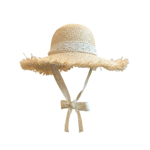 Casual Women Hollow Summer Rainbow Color Straw Dome Hat Knit Cap Sunscreen Hat Bucket Hat 7