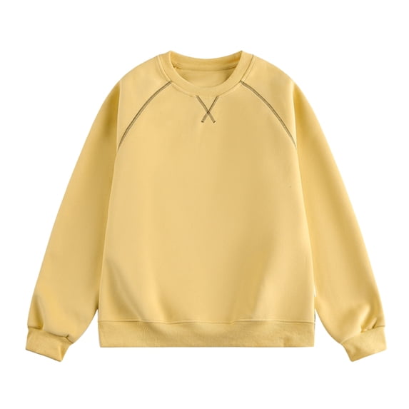 Casual Women Hoodies Soft Crewneck Top Streetwear Sweatshirt Long Sleeve Unisex Youth Pullovers