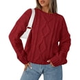 thumbnail image 1 of Casual Women Long Sleeve Sweater 2025 Fall Ribbed Knit Pullover Loose Crewneck Cable Sweater Jumper Tops, 1 of 6