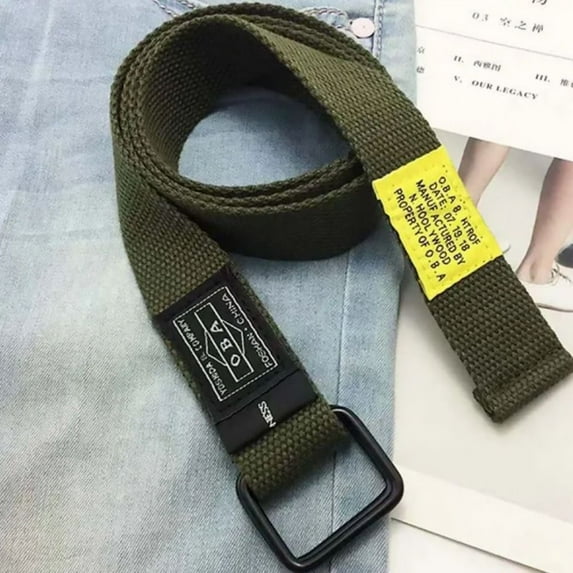 Casual Women Man Simple Cargo Pants Belt Luxury design Canvas Strap Nylon Braided Belt Double Ring Waistband Weave Waist Band ARMY GREEN