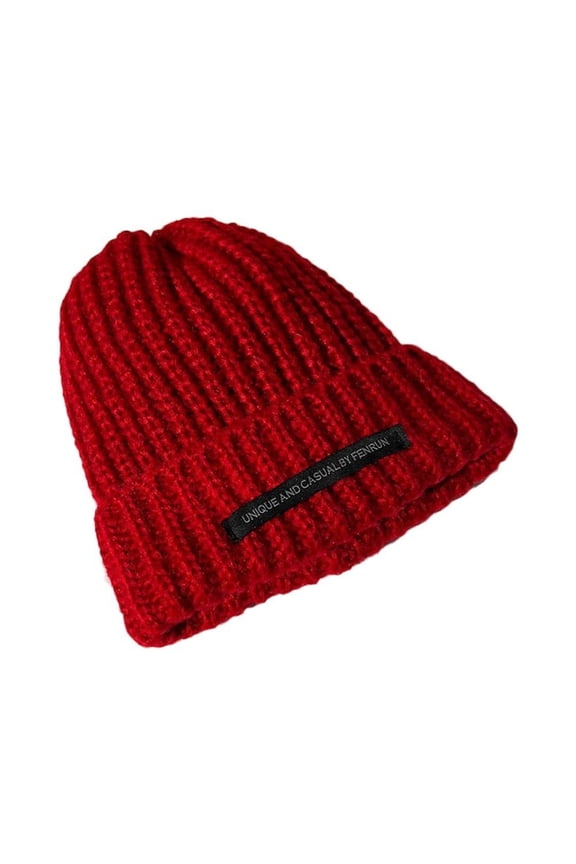 Casual Women Men Soft Solid Color Winter Warm Slouchy Bonnet Ski Hats Knit Cap Woolen Hat RED
