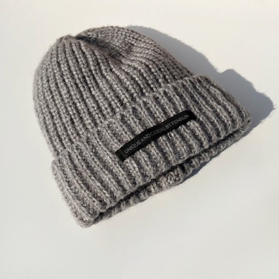 Casual Women Men Winter Warm Leisure Cap Soft Knit Cap Ski Hats Woolen Hat Slouchy Bonnet GREY