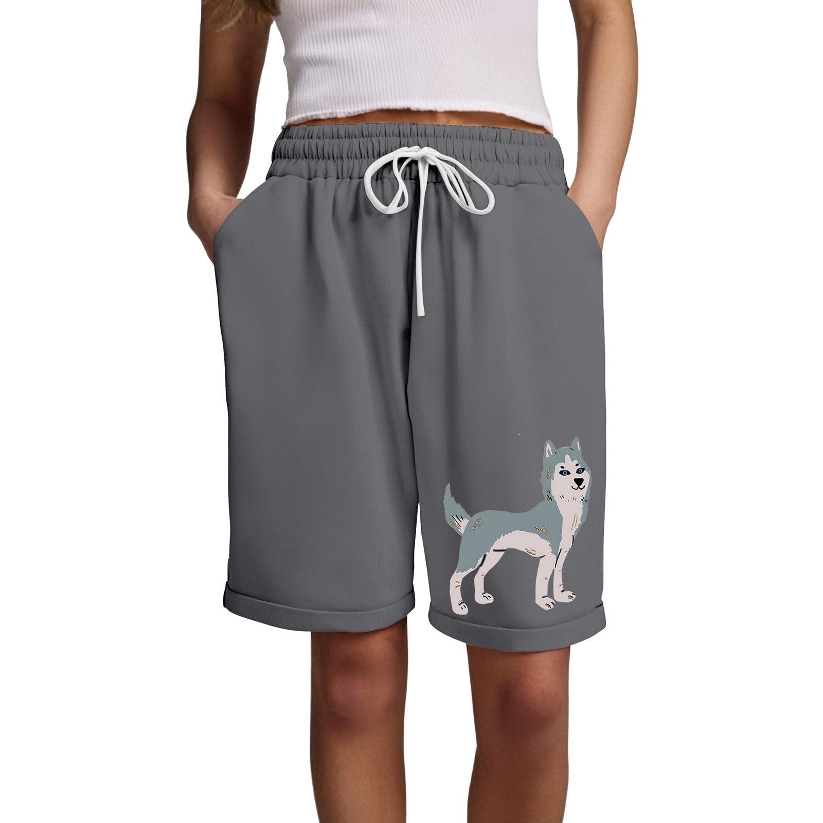 Plus Size Dog Heart Cake Printed Drawstring Wide Leg Pants main image 0