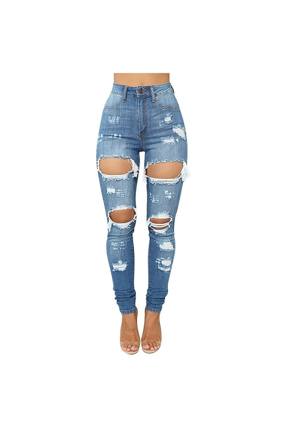 Casual Women Pants Womens High Waisted Ripped Jeans For Women Lift Distressed Stretch Juniors Skinny Jeans